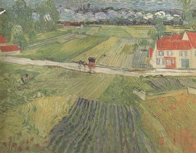 Vincent Van Gogh Landscape wiith Carriage and Train in the Background (nn04) France oil painting art